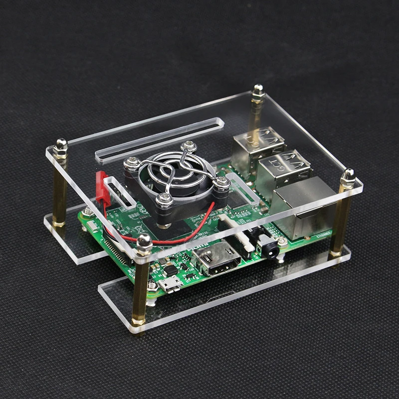 

Raspberry Pi 4 Acrylic Case with CooLing Fan Clear Case for Raspberry pi 4 Model B Transparent Shell Compatible with RPI3 RPI2