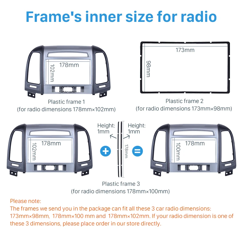 Seicane In Dash 2 DIN Автомобильная стереофоническая панель радио установка рамка Dash ободок отделка комплект для 2006 2007 2008-2012 HYUNDAI SANTAFE