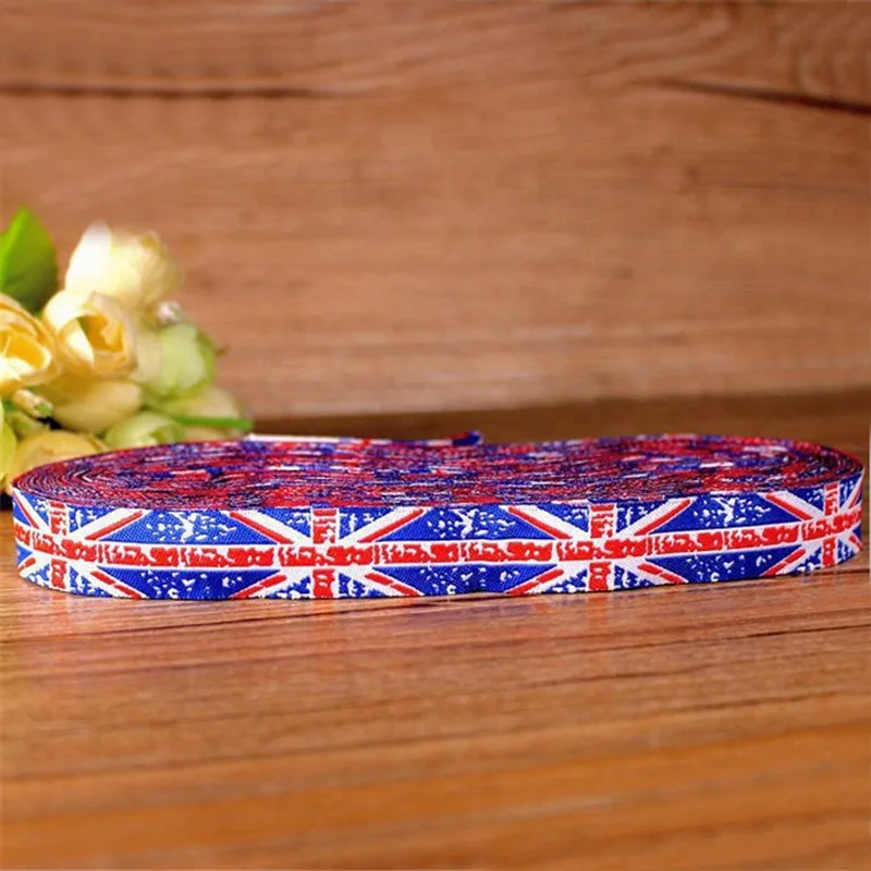 

2016 NEW 5/8 '(16 mmx10yards) British flag 100% Polyester Woven Jacquard Ribbon for DIY Dog collar Free Shipping