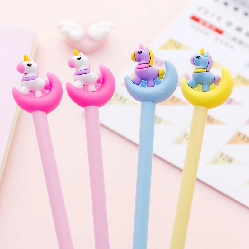 

1 Pcs Cute Cartoon Moon Unicorn 0.5mm Gel Pen Student Kawaii Signature Pen Escolar School Office Promotional Gift Stationery