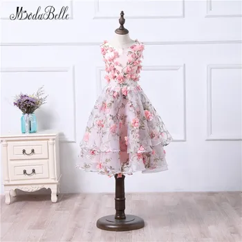 

modabelle Organza Puffy Flower Girl Dresses Pink 3D Floral Printed Prom Dress Kids Matching Mom Daughter Gown Photo Shoot 2018