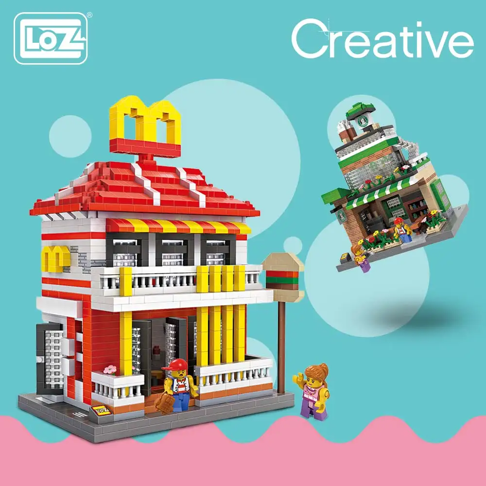 LOZ Street Flower Cinema Profumeria Mini Blocks Diamond Nano Building Toy 4pcs 