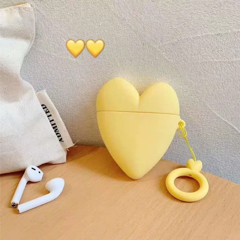 Lovely Heart ожерелье с Дамбо наушники Bluetooth беспроводные наушники чехол для переноски 1 2 мягкий силиконовый чехол для Airpods чехол Защитный Ковер Крышка