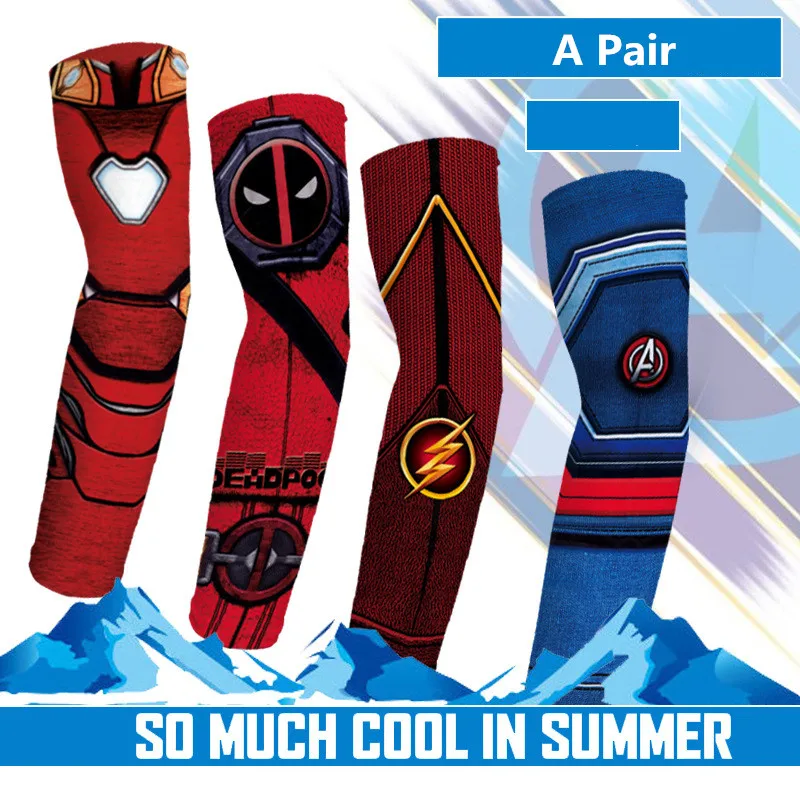 

Anime Superhero Iron Man Deadpool Cosplaly Accessories Spandex Kids Child Sunscreen Viscose Fiber Sleeve Sports Arm Sleeve New
