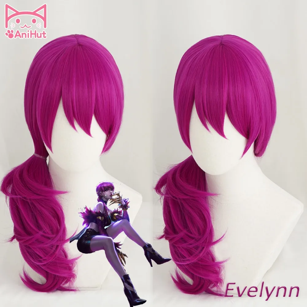 [Anihut】lol Game Cosplay Wig KDA POP/STAR Evelynn парики для косплея женские длинные прямые