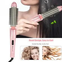 Складная Регулировка мини портативный выпрямитель и бигуди гребень для волос палка инструмент для укладки