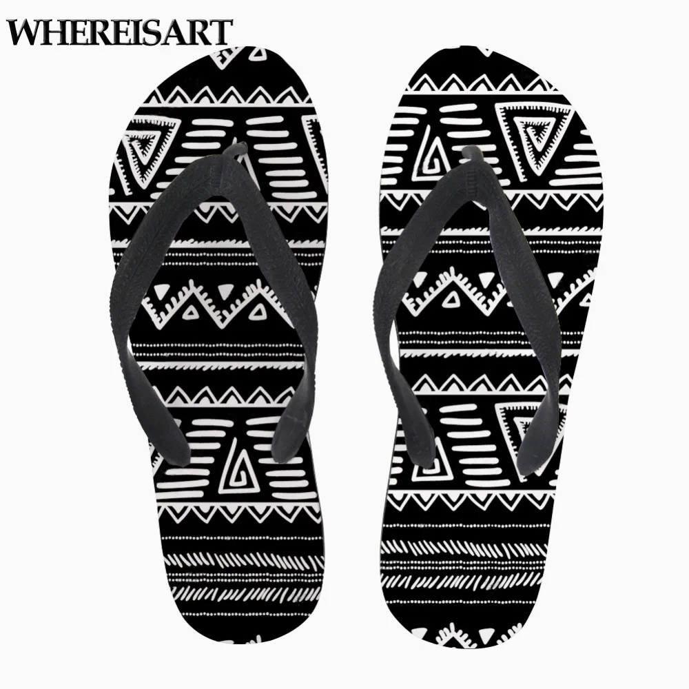 

WHEREISTAR 2019 Women Summer Flip Flops for Ladies 3D Pattern Print Fashion Casual Design Flat Slippers Shoes Anti-Slip Indoor