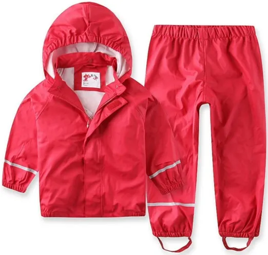 

2019 New Sale Solid Full Children Wind Rain Waterproof Pu Suit Raincoat Pants Baby Clothes And Spring Autumn Mudproof High-end