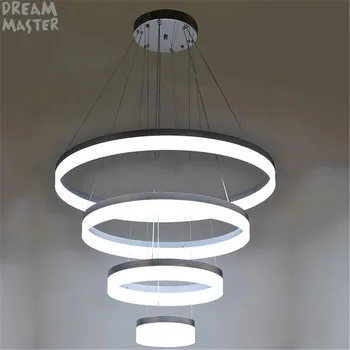 

76W Acrylic Aluminum Led chandeliers light for living room D20 D40 D60 D80cm 4 rings big hanging chandelier large modern lustres