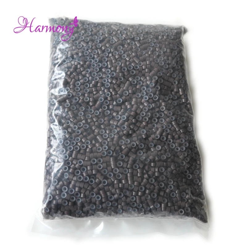 10000pcs/bag Aluminium Micro ring Silicone lined Links Beads tube for Feather Human Hair Extension tools accessories