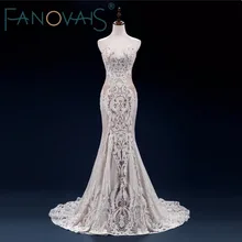 2018 Vintage Lace Mermaid Wedding Dress Turkey Vestido de Novia Sequin Lace Sheer Bridal Gowns Robe