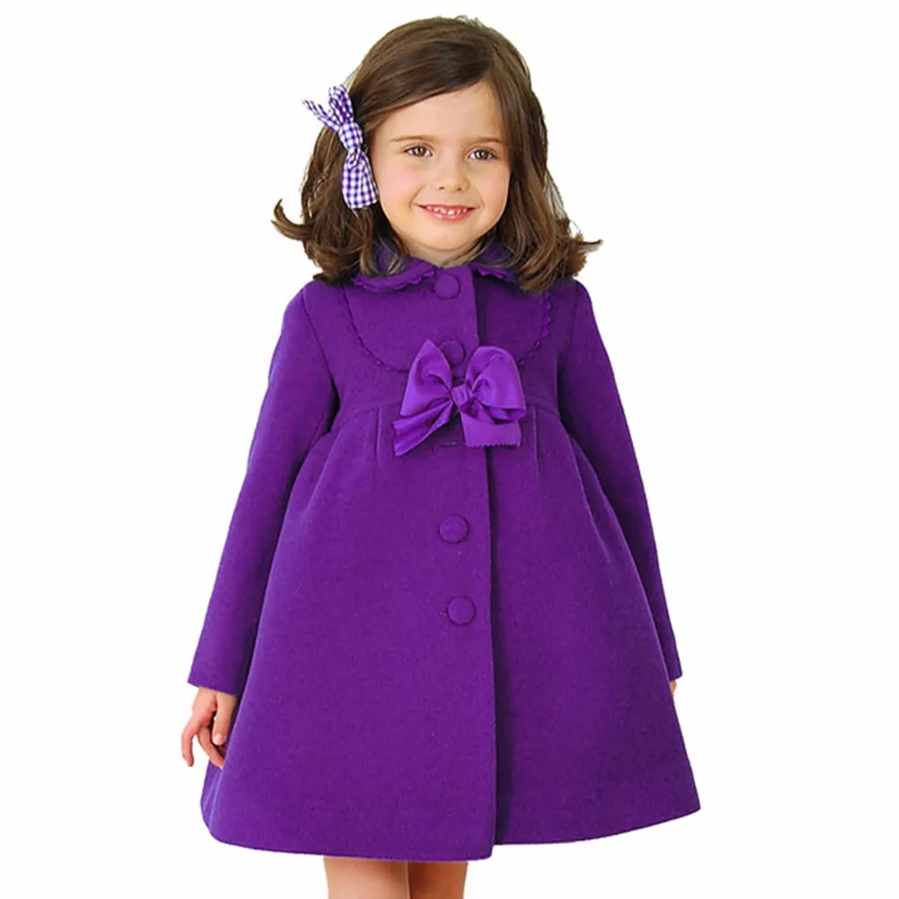 Г. детские куртки для девочек на осень и зиму однотонный Рождественский венок для маленьких девочек, синее, красное, фиолетовое пальто 2-7Y Одежда для девочек