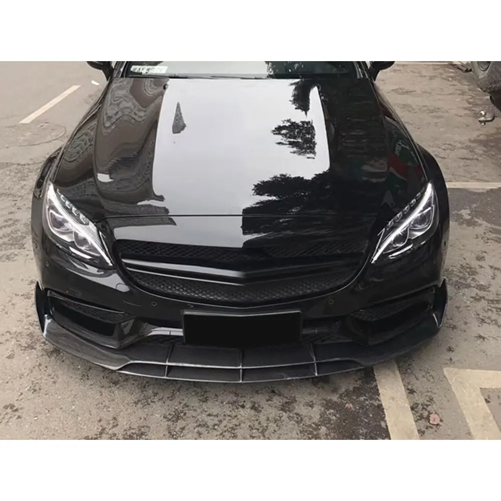 Передний бампер из углеродного волокна класса C спойлер для Mercedes Benz W205 C63 AMG C180 C200