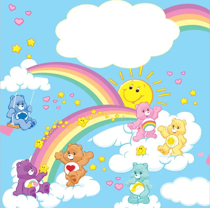 

Photography backdrop Rainbow Sky clouds Care Bears Love Clouds children Custom Photo Studio Background Backdrop photocall