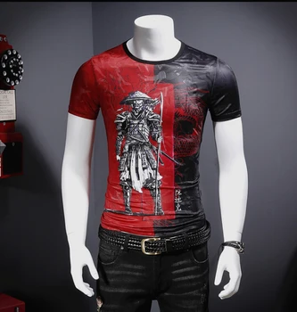 

European style Printed T-shirt with Round Neck and Short Sleeve Men's Summer New Half-Sleeve T-shirt warrior Men's Tees