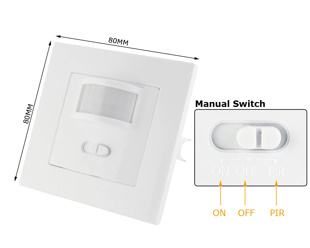 AC 110V 220V PIR Infrared Motion Sensor Wall Mounted Sensor Motion Light Switch ONOFF Automatic Recessed For LED Lamp Bulbs (1)