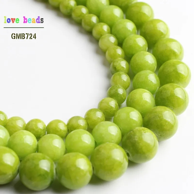 Lemon Green Stone Beads Jades Round Beads for Jewelry Making 15'' Strand DIY Bracelet Jewellery 6mm 8mm 10mm