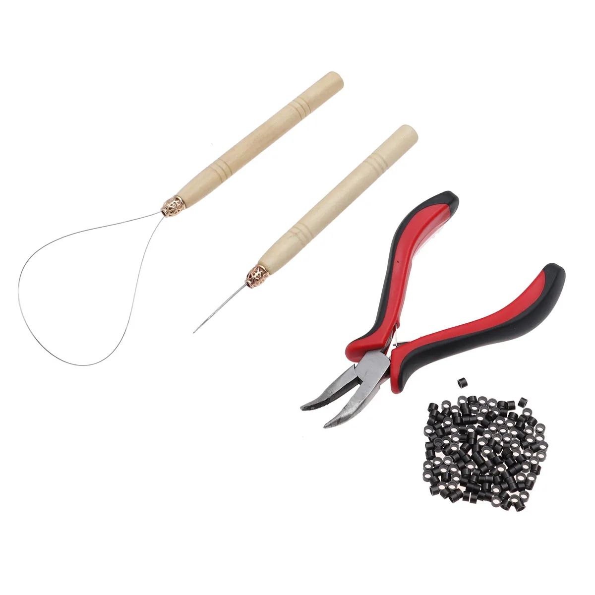 4pcs/kit Pickup buckle for Micro Ring Link Hair Extensions Tools Bending Pliers Micro Pulling