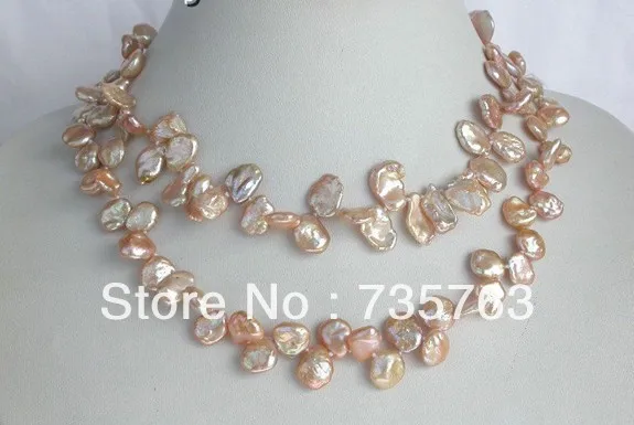 

NEW 00954 Butterfly 34" 13mm pink reborn keshi pearls necklace
