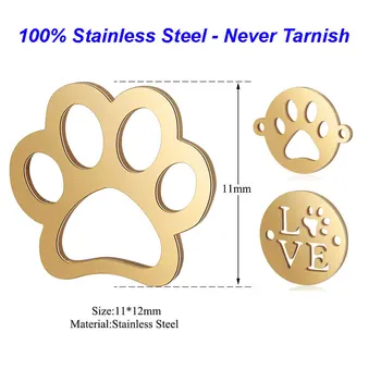 

5pcs/lot 100% Stainless Steel Animal Charms Dog's Paw Charms Vnistar High Polish DIY Connectors for Bracelets Wholesale