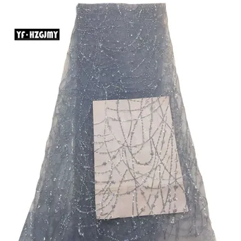 

YF HZGJMY Nigerian Lace Fabric Sequin Embroidery Design High Quality Beaded Wedding Dress Bridal French Tulle Lace Fabric A1618