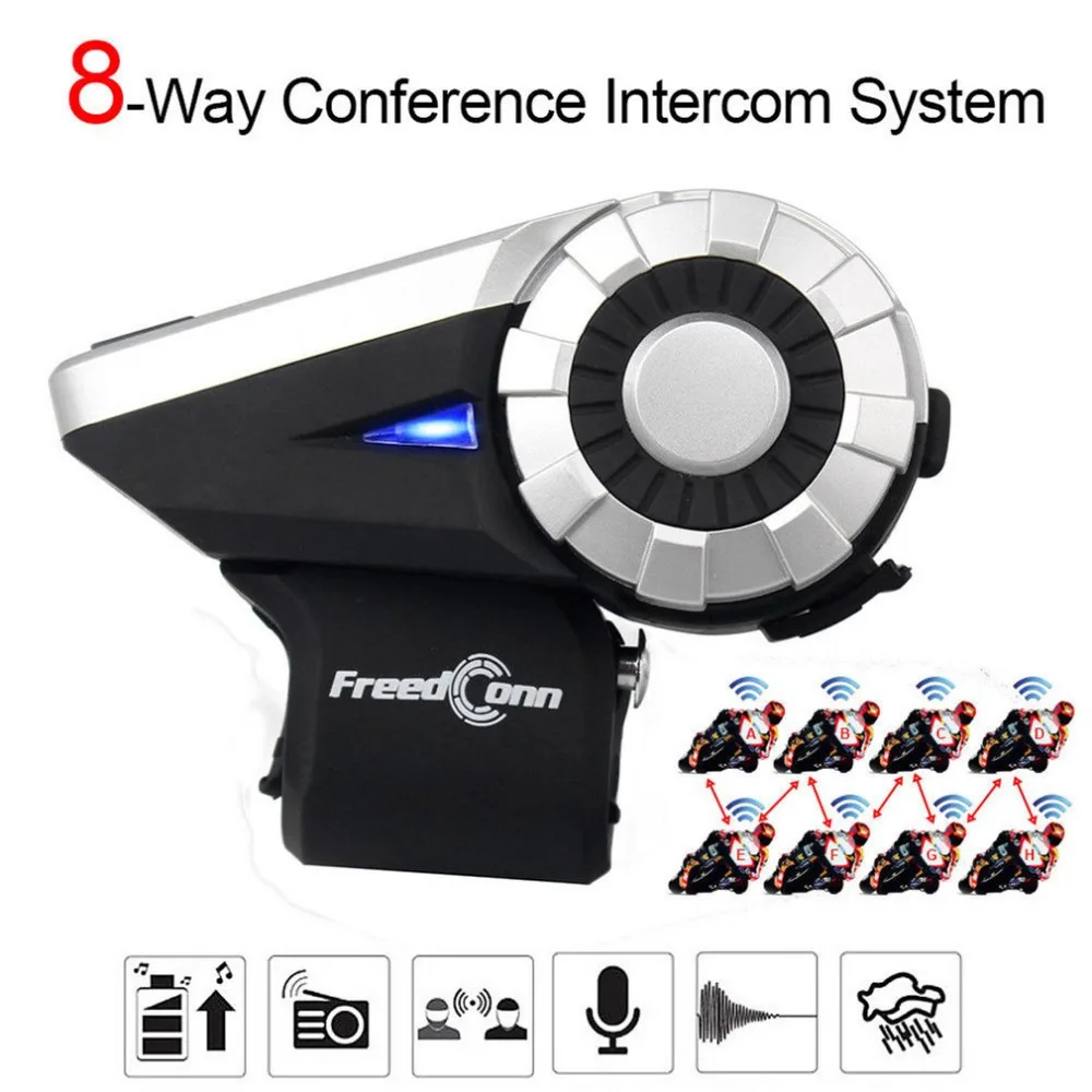 

T-Rex Full Duplex Motorcycle Group Talk System 1500M 8-Way BT Interphone FM Radio Bluetooth Helmet Intercom Headset