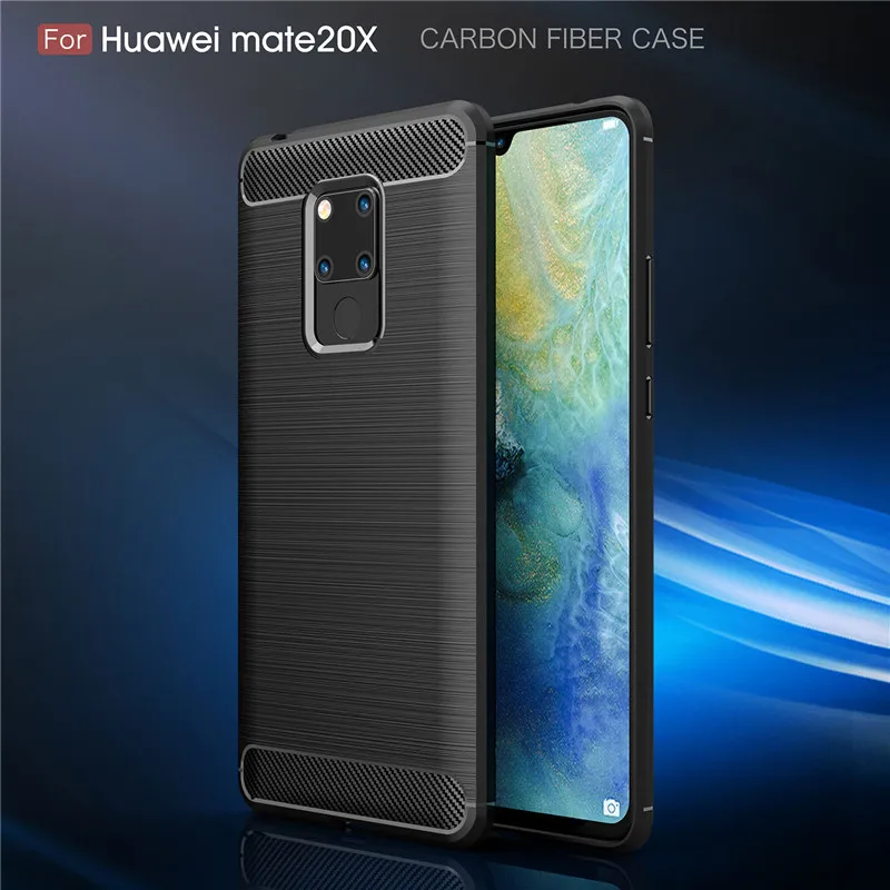 

Carbon Fiber Case For Huawei Mate 20 X Case High Quality Shockproof Soft TPU Cover For Coque Huawei Mate 20X 5G Silicone Cover