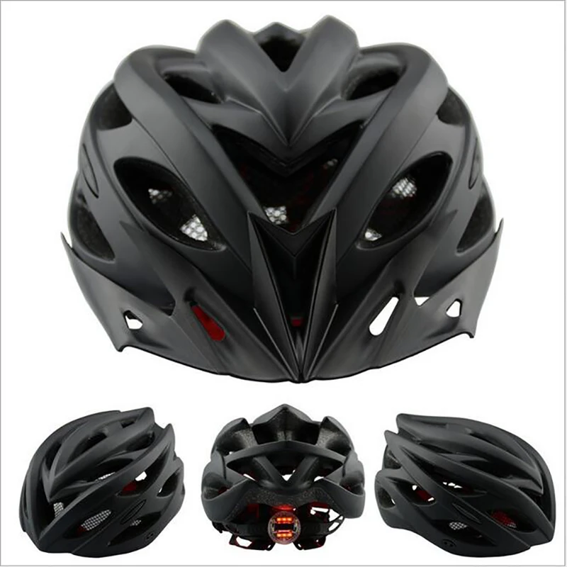 Велосипедные шлемы, черный матовый мужской женский велосипедный шлем, задний светильник для шоссейного велосипеда, горные литые цельные велосипедные шлемы