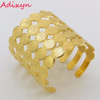 

Adixyn Width 6.5cm Coin Cuff Bangle For Women Middle Eastern Jewelry Arab Ethnic Gold Color Bracelets Jewelry Gift (Can Open)