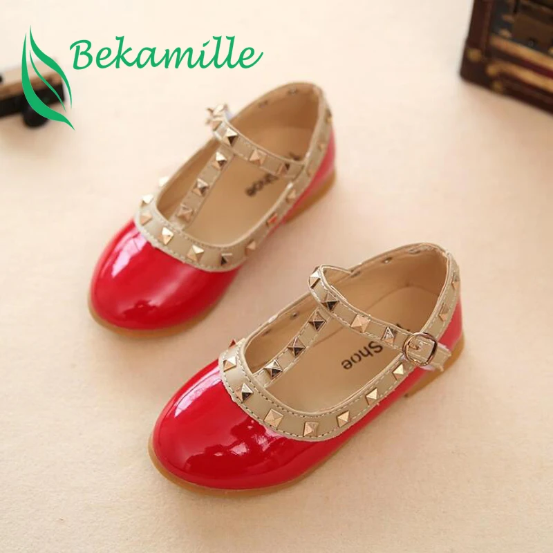 bata children's sandals children casual shoes girls spring autumn leather shoes fashion Rivet princess baby shoes Kids girls sandals children's shoes for high arches