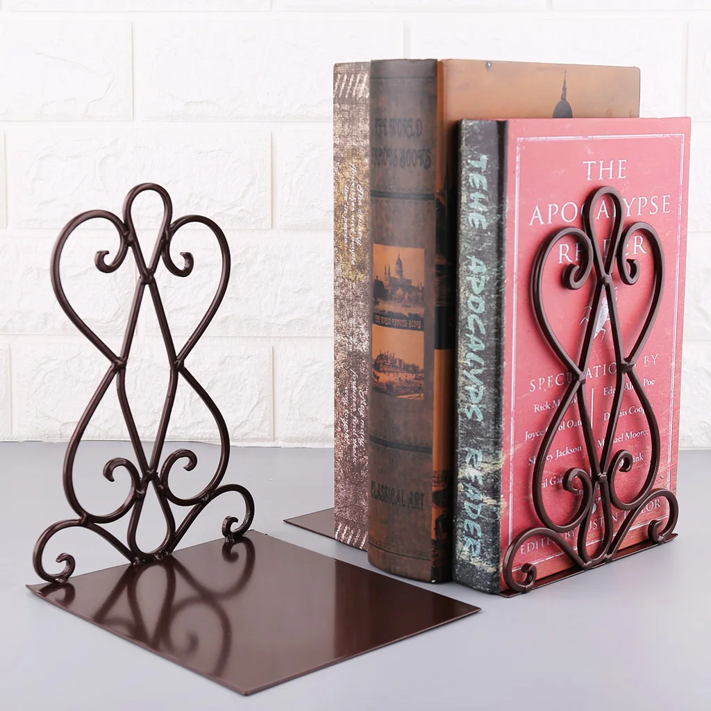 

1 Pair Portable Metal Bookends Book Stand Holder Desktop Rack Shelf For Home Office Supplies