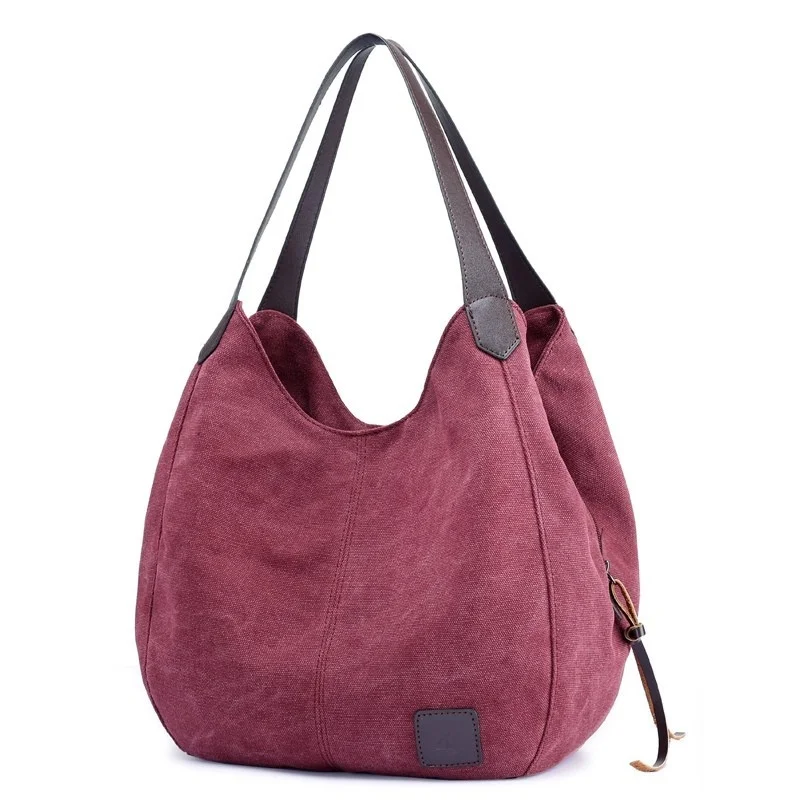 Женские холщовые сумки высокого качества, женские сумки Hobos на одно плечо, винтажные одноцветные сумки с несколькими карманами, женские сумки Bolsa feminina