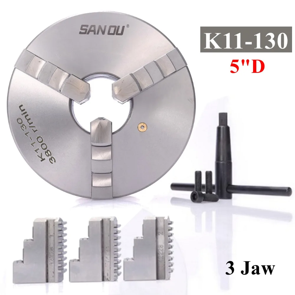 

New K11-130 3 Jaw Self Centering Lathe Chuck Hardened Steel 130mm Jaw Chuck for CNC Drilling Milling Machine Manual Lathe Chuck