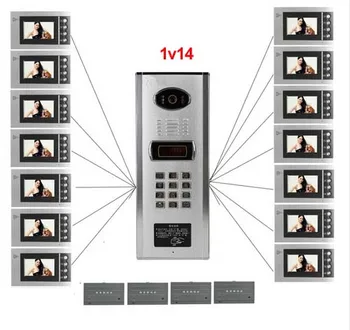 

Top quality Building Home security Video Intercom System 4.3" LCD Video Door Phone IR Video Doorbell For 14-Apartments in stock