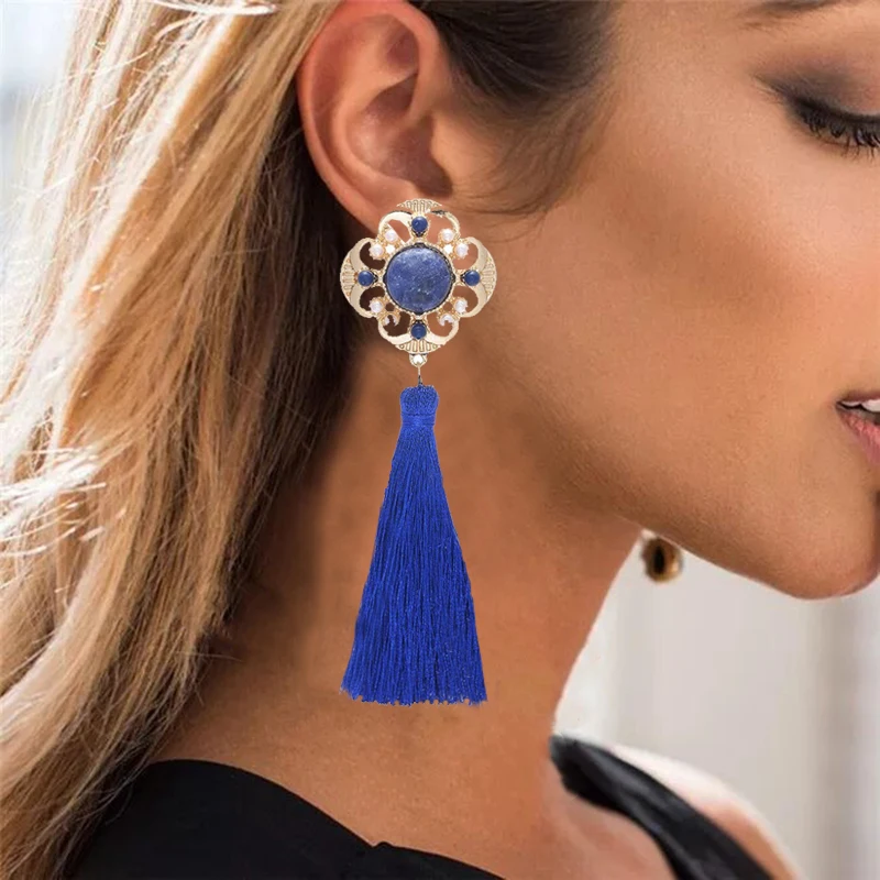 

UAM Ethnic Jewelry Plant Flower Dangle Earrings For Women Tassel Earrings Trendy Boho Summer Accessories Long Brincos New Gifts