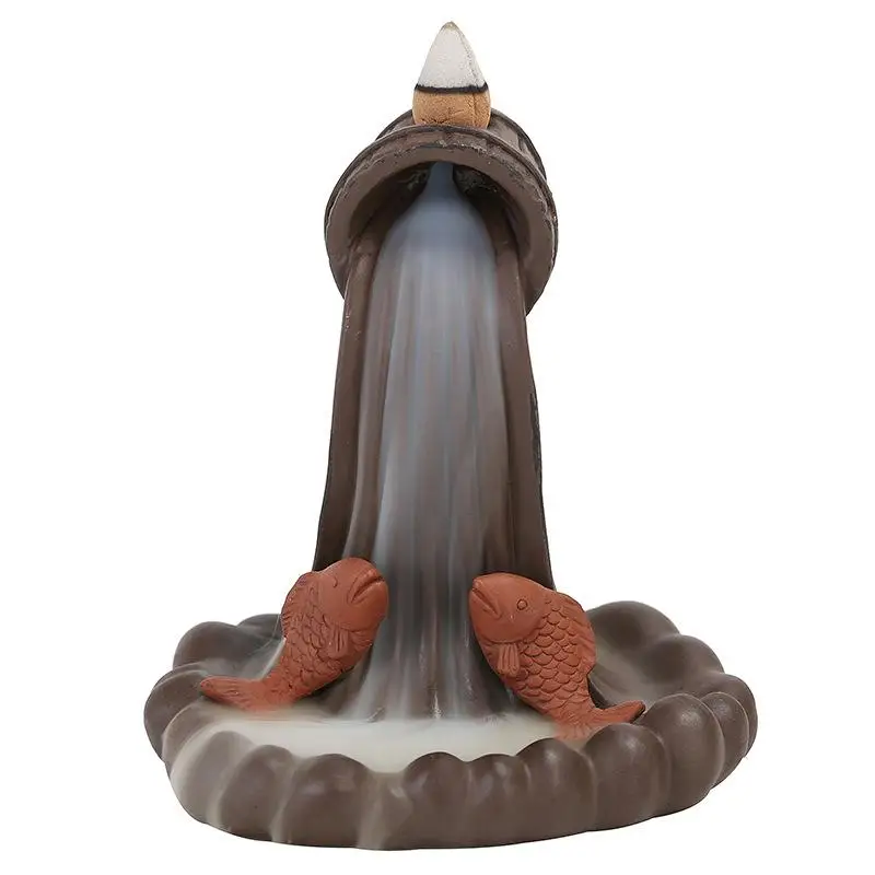 

Backflow Waterfall Incense Burner Ceramic Aromatherapy Furnace Pool Fish Smell Aromatic Home Office Incense Craft Incense Holder