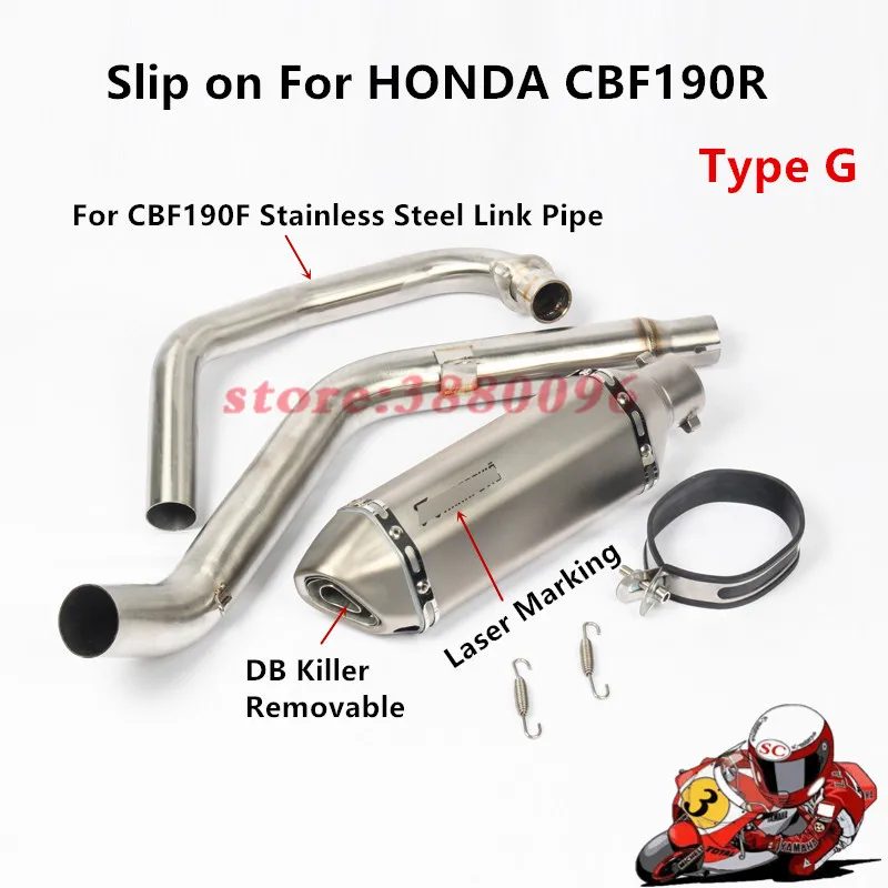 

Modified Full System Motorcycle Exhaust Mid Link Front Pipe Motorbike Laser Marking Muffler For HONDA CBF190 CBF190R CB190R