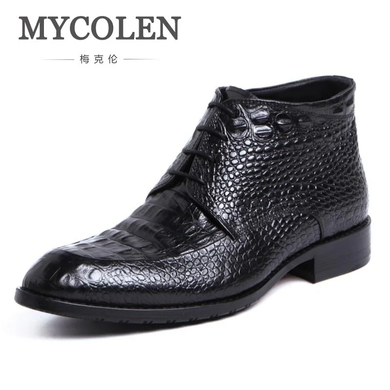 

MYCOLEN New Product Luxury Brand Men Boots Top Quality Handsome Comfortable Spring Retro Crocodile Pattern Leather Boots