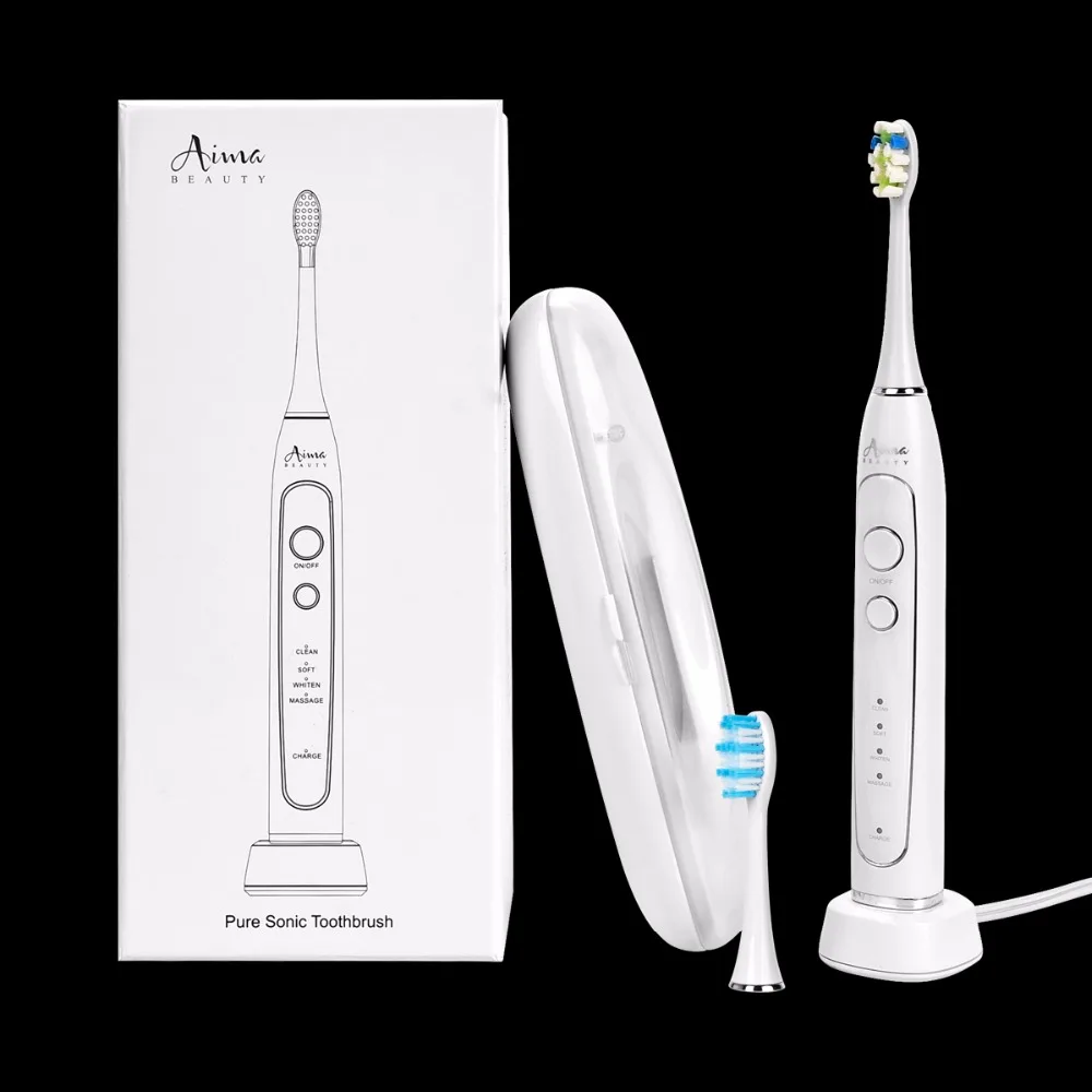 

Toothbrush Electric Sonic&Rechargeable With 2 Heads,1 Travel Case,Smart Timer IPX7 Waterproof Ultrasonic Tooth Brushes