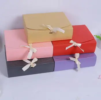 

24.5x20x7cm Large Gift Box Cosmetic Bottle Scarf clothing Packaging Color Paper Box with ribbon Underwear packing box SN1898