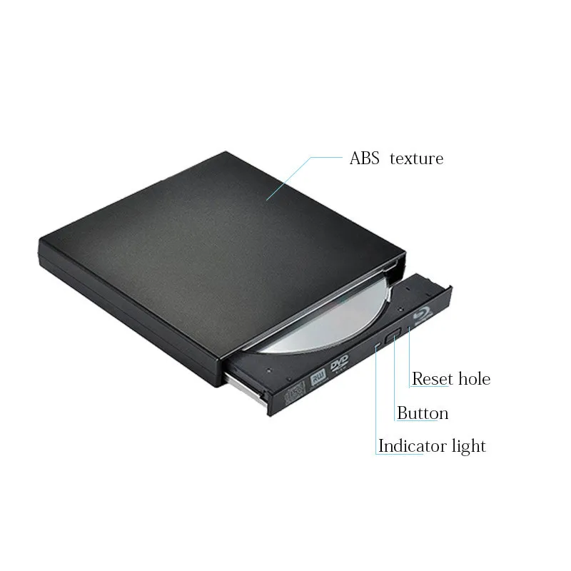 KuWfi USB2.0 External Blu-Ray DVD Drive Slim Writer Burner Play 3D Movie for WINDOWS XP/7/8/10 Optical drive