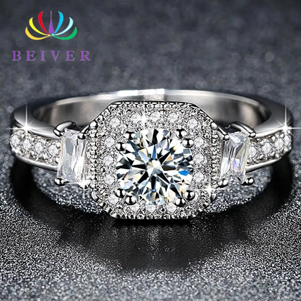 

Beiver 2019 New Arrivals Wedding Rings for Women Fashion AAA Zircon White Gold Color Jewelry Ladies Gifts Dropshipping