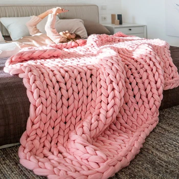 

Blanket Large Chunky Yarn Warm Thick Soft DIY 4 Colors Hand Knit Spinning Crocheting Bedroom Living Room Home Decoration Blanket