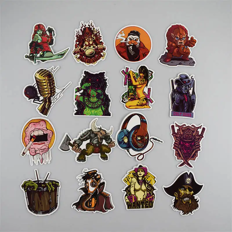 50Pcs/Lot Rock Stickers Funny Skull Scrapbook Stickers Friends Letter Stickers For DIY Scrapbooking Laptop Phone Suitcase Decor