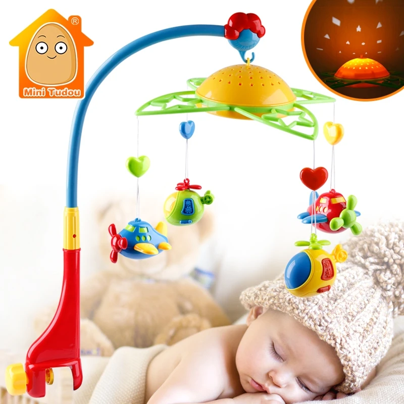 

Baby Rattles Mobiles Toy Holder Rotating Crib Bed Bell With Music Projection For 0-12 Months Newborn Infant
