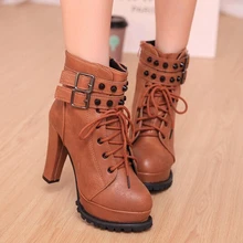 2 Colors women’s high heels pumps platform ankel boots fashion rivet martin boots for spring autumn Nice woman boots