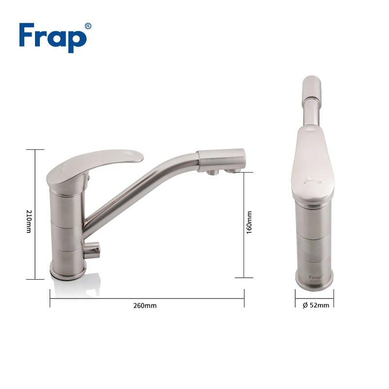 Billige Frap Nickel Gebürstet Messing Körper Küche Wasserhahn mischbatterie 360 Grad Rotation mit Wasser reinigung Merkmale Torneira F4321 5