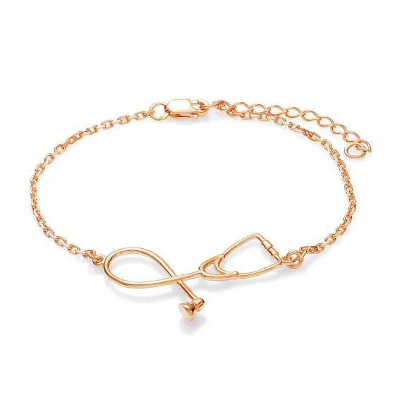

Stethoscope bracelet Fashion Medical Jewelry Copper Chain Silver Stethoscope Plated Pendant for Nurse Doctor medical student