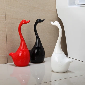 

Hot Sale ceramic Plastic High quality Swan toilet brush holder Creative bathroom Funny Household Cleaning Tool cleaning brush