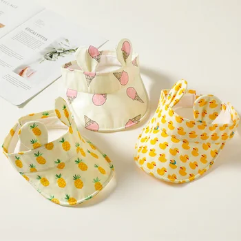

Cartoon Summer Baby Cap Cotton Breathable Baby Empty Sun Cap Rabbit Ears Cute Infant Hat Wide Brim Sunscreen Boys Girls Caps New